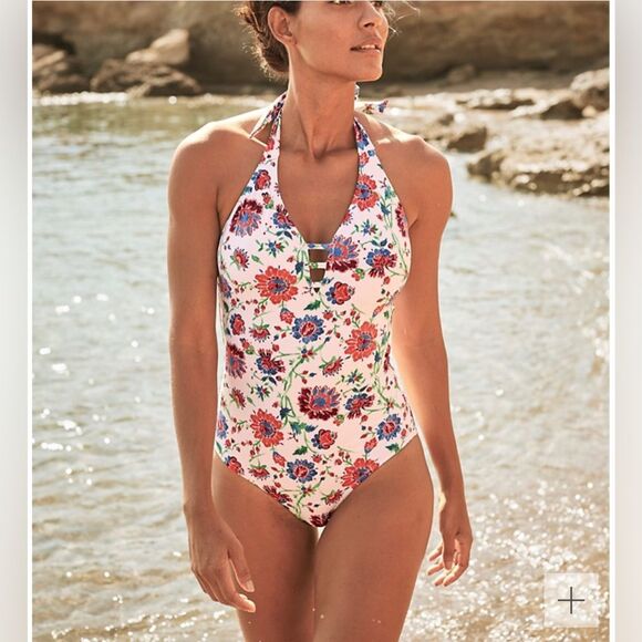 Garnet Hill Signature Lattice One-Piece Swimsuit – Floral – NWT – Size 6 - Picture 1 of 9